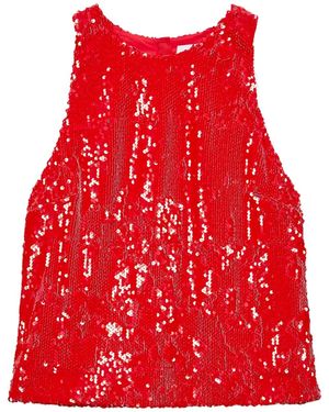 MSGM Cardinal Sequin-Embellished Sleeveless Top - Red