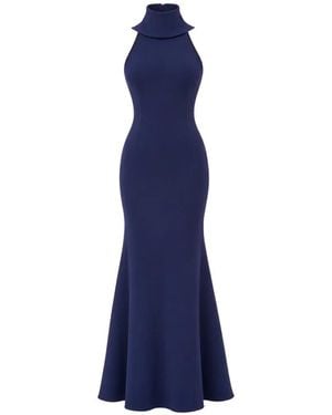 Badgley Mischka Drapiertes Abendkleid Aus Krepp - Blau