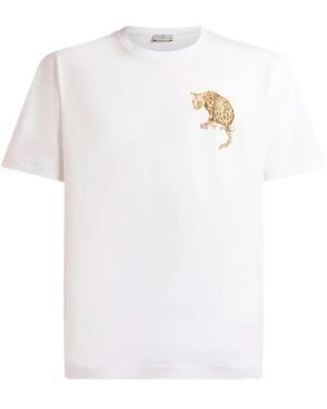 Etro Leopard Print Embroidery T-Shirt - White