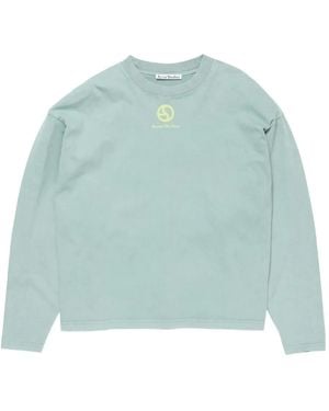 Acne Studios Logo-Printed Long-Sleeve T-Shirt - Blue