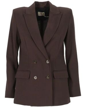 Marella Double-Breasted Peak-Lapels Blazer - Brown