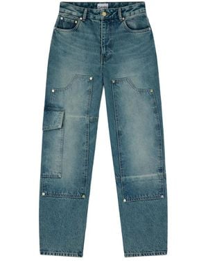 Ganni Straight Mid Rise Jeans - Blue