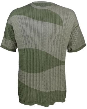 Mostly Heard Rarely Seen Cable-Knit Wave T-Shirt - Green