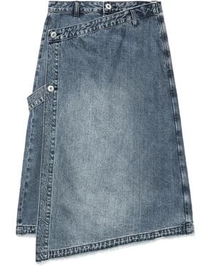BAPY BY *A BATHING APE® Asymmetrical Wrap Denim Midi Skirt - Blue