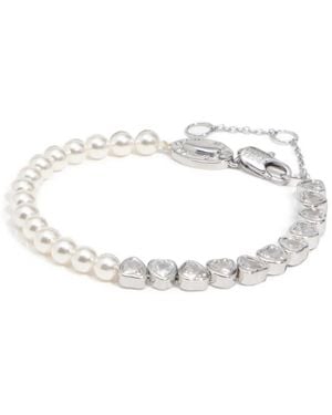 Bimba Y Lola Heart-Motif Faux-Pearl Bracelet - White