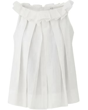 ELEH Ruffled Pleated Top - White