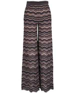 D.exterior Chevron-Knit Wide-Leg Trousers - Natural