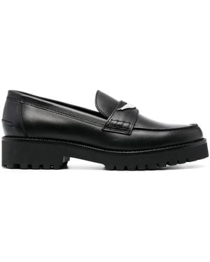Zadig & Voltaire Wings-Plaque Leather Loafers - Black