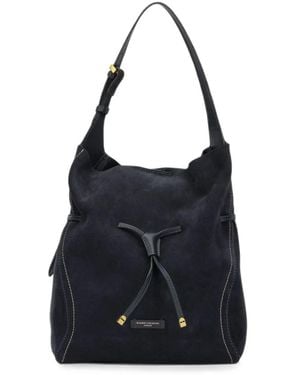 Gianni Chiarini Sienna Drawstring Suede Shoulder Bag - Black