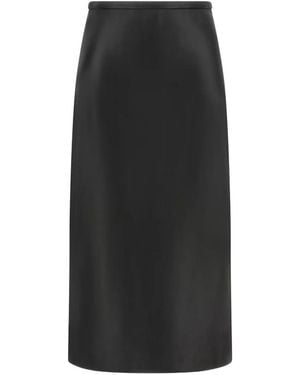 Co. High-Waisted Leather Midi Skirt - Black