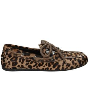 Bibi Lou Leopard-Print Lace-Up Loafers - Brown