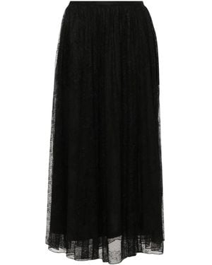 ROTATE BIRGER CHRISTENSEN Floral-Lace Midi Skirt - Black