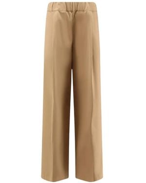 Semicouture Elasticated-Waist Wide-Leg Trousers - Natural