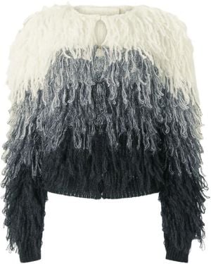 Genny Cardigan Con Frange - Grigio