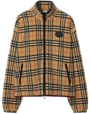 Burberry Geruit Fleece Jack Met Trechterhals - Meerkleurig