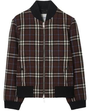 Burberry Geruit Wollen Bomberjack - Zwart
