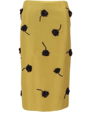 ShuShu/Tong Floral-appliqué Midi Skirt - Green