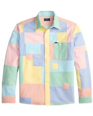 Polo Ralph Lauren Patchwork-Design Button-Down Shirt - Blue