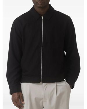 Mauvais Savile Pinstripe-Pattern Zip-Up Jacket - Black