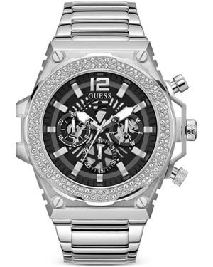 Guess Crystal-Embellished 48Mm Watch - Grey