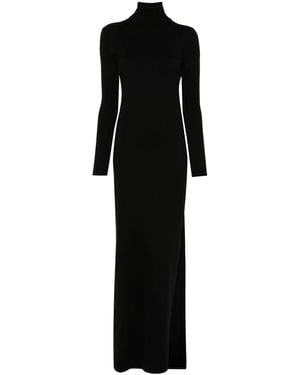 Saint Laurent Raffia Roll Neck Dress. - Black