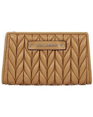 KARL LAGERFELD Quilted Logo-Plaque Wallet - Natural