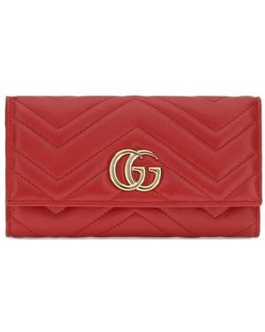 Gucci Gg Marmont Continental Quilted Wallet - Red