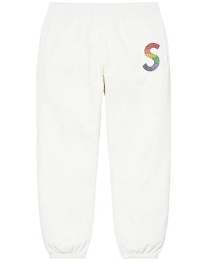 Supreme Swarovski S Logo Track Pants - White