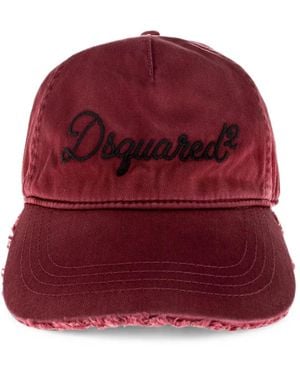 DSquared² Logo-Embroidered Distressed Baseball Cap