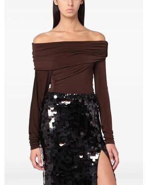 ANDAMANE Off-Shoulder Gathered Top - Black