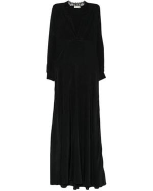 RIXO London Lace-Trim Long-Sleeve Dress - Black