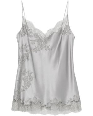 Carine Gilson Blusa Con Ribetes De Encaje - Gris