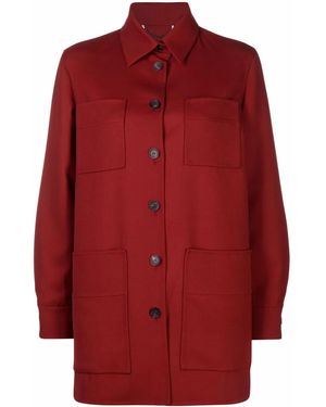 Ferragamo Long-Sleeve Virgin Wool Shirt - Red