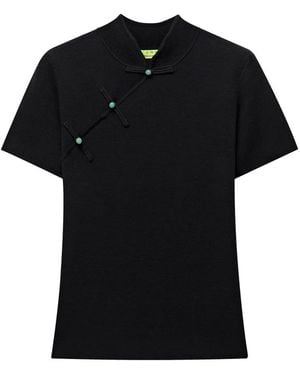 Shanghai Tang Qipao Short-Sleeve T-Shirt - Black
