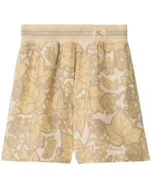 Burberry Silk Ivy Ekd Shorts - Natural