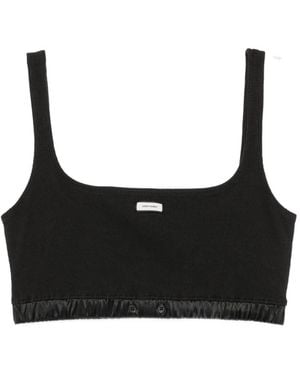 Entire studios Ribbed-Knit Cropped Top - Black