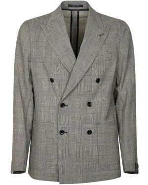 Tagliatore Prince Of Wales Check Double-Breasted Jacket - Grey