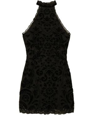 Twinset Halter-Neck Embroidered Mini Dress - Black