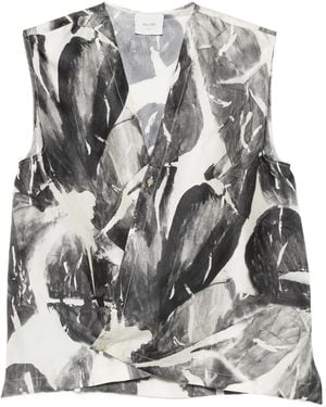 Alysi Printed Buttoned Top - Grey