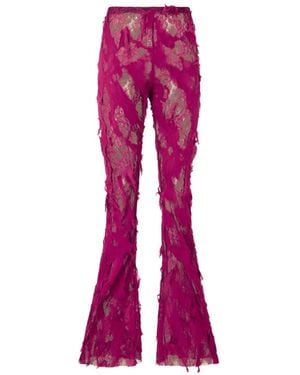 Roberto Cavalli Pantalones Con Efecto Envejecido Y Paneles De Encaje - Rosa
