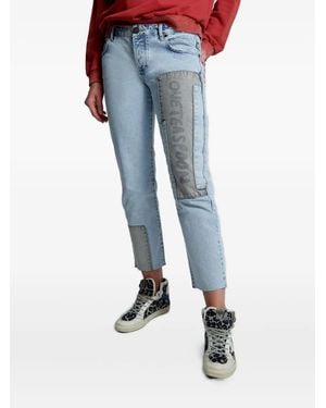 One Teaspoon Patchwork Frayed Jeans - Blue
