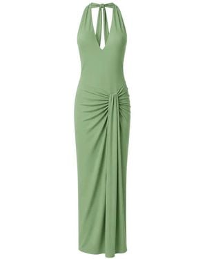 Baobab Donatella Ruched Cascading-Detail Maxi Dress - Green
