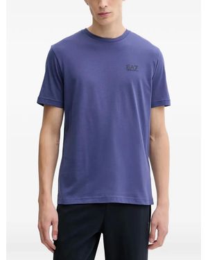 EA7 Logo-Print Crew-Neck T-Shirt - Blue