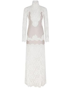 Rabanne Lace-Panelled Long-Sleeve Maxi Dress - White