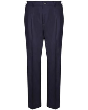 Dell'Oglio Pleated Straight-Leg Pants - Blue