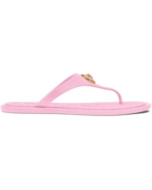 Versace Alia Metallic-Detail Flip-Flops - Pink