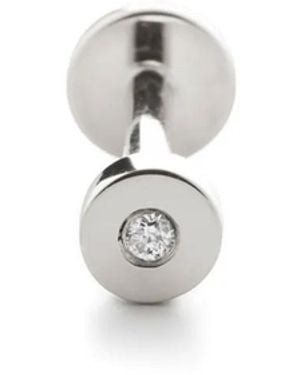 Monica Vinader Boucle D'Oreille Linear En Or Blanc 14Ct Pavée De Diamants - White
