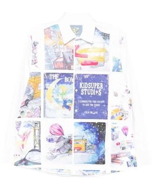 Kidsuper Book Page Patchwork-Hemd - Weiß