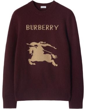 Burberry Equestrian Knight-Motif Jumper - Purple