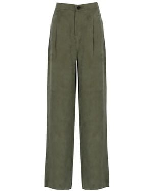 Emme Pleated Wide-Leg Pants - Green